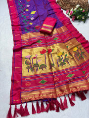 Designer Lotus Weaving Pichwai Paithani Saree