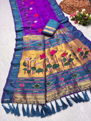 Designer Lotus Weaving Pichwai Paithani Saree