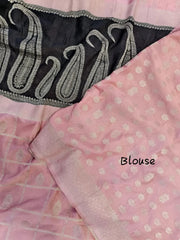 Pure Crepe Georgette 3 Ply Zari Hand Chaap Saree