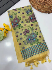 Soft Muga Cotton Jamdani Buttas Saree