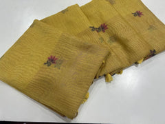 Pichwai Lotus Floral Weaving Muga Cotton Saree