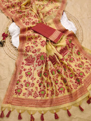 Soft Muga Cotton Floral Jamdani Saree