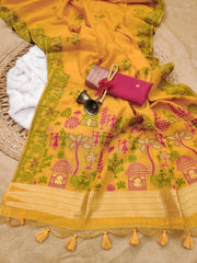 Soft Chanderi Cotton Warli-Inspired Weaving Saree