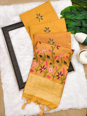 Soft Floral Chanderi Cotton Jamdani Saree