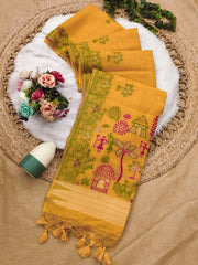Soft Chanderi Cotton Warli-Inspired Weaving Saree