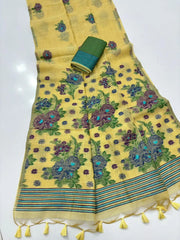 Soft Muga Cotton Jamdani Buttas Saree