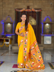 Soft Silk Meenakari Rajhans Lotus Pallu Saree