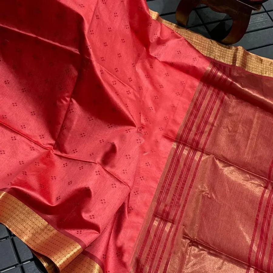 Soft Tussar Silk Bandhani Kantha Border Saree