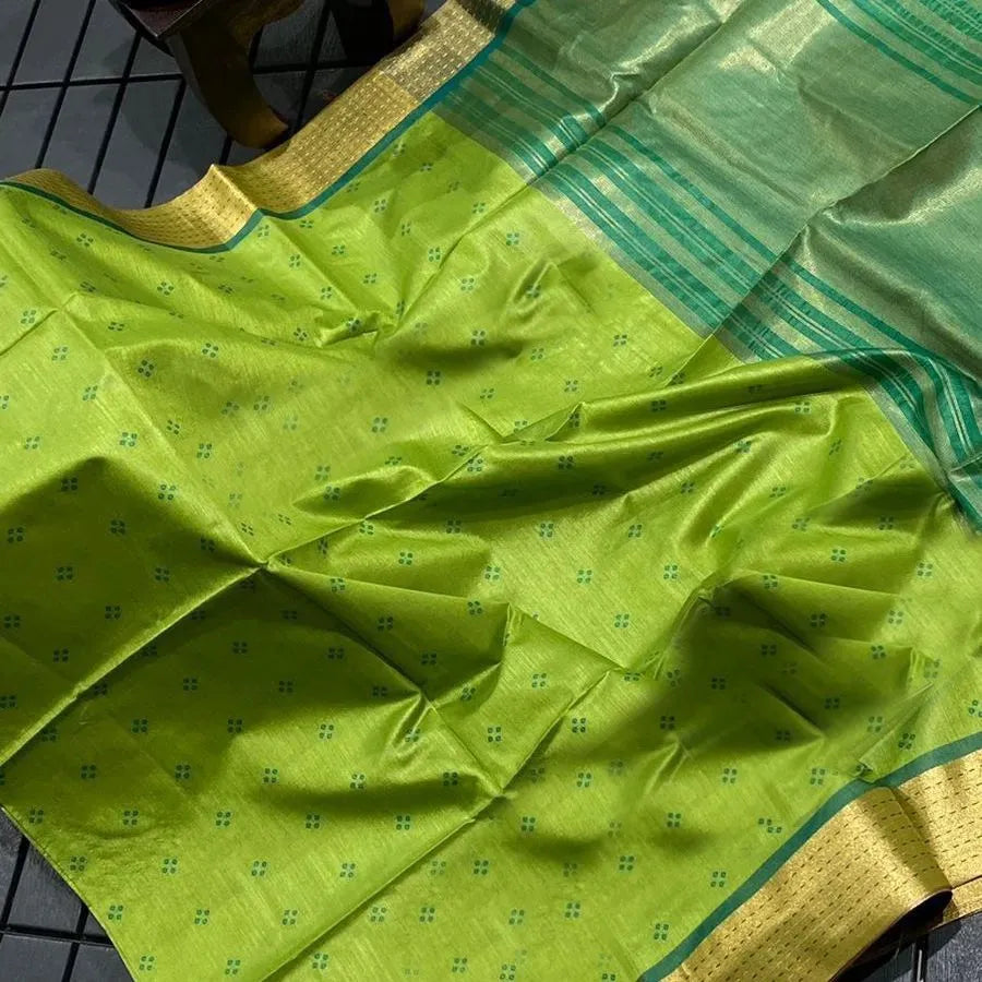 Soft Tussar Silk Bandhani Kantha Border Saree