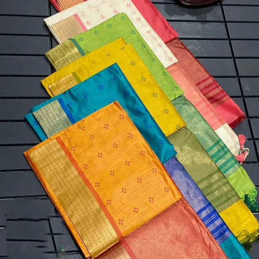 Soft Tussar Silk Bandhani Kantha Border Saree