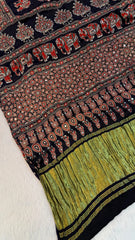 Pure Gaji Silk Original Mirror Work Hand Block Ajrakh Saree