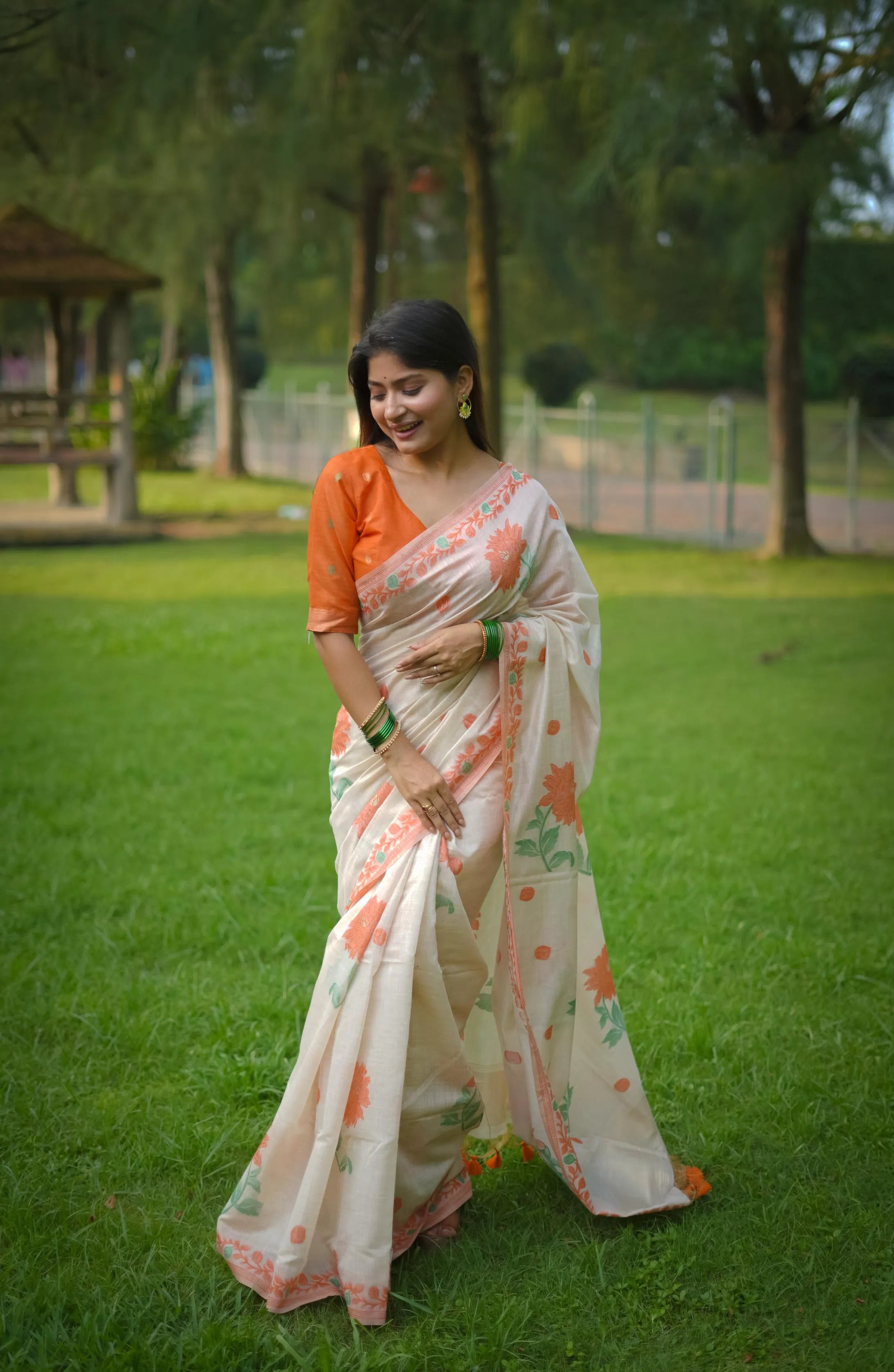 Soft Muga Cotton Classic Jamdani Saree