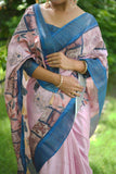 Soft Tussar Silk Embroidery Flower Work Saree
