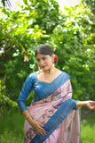 Soft Tussar Silk Embroidery Flower Work Saree