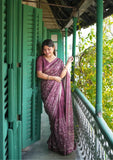 Tussar Silk Batik Printed Embroidery Work Saree