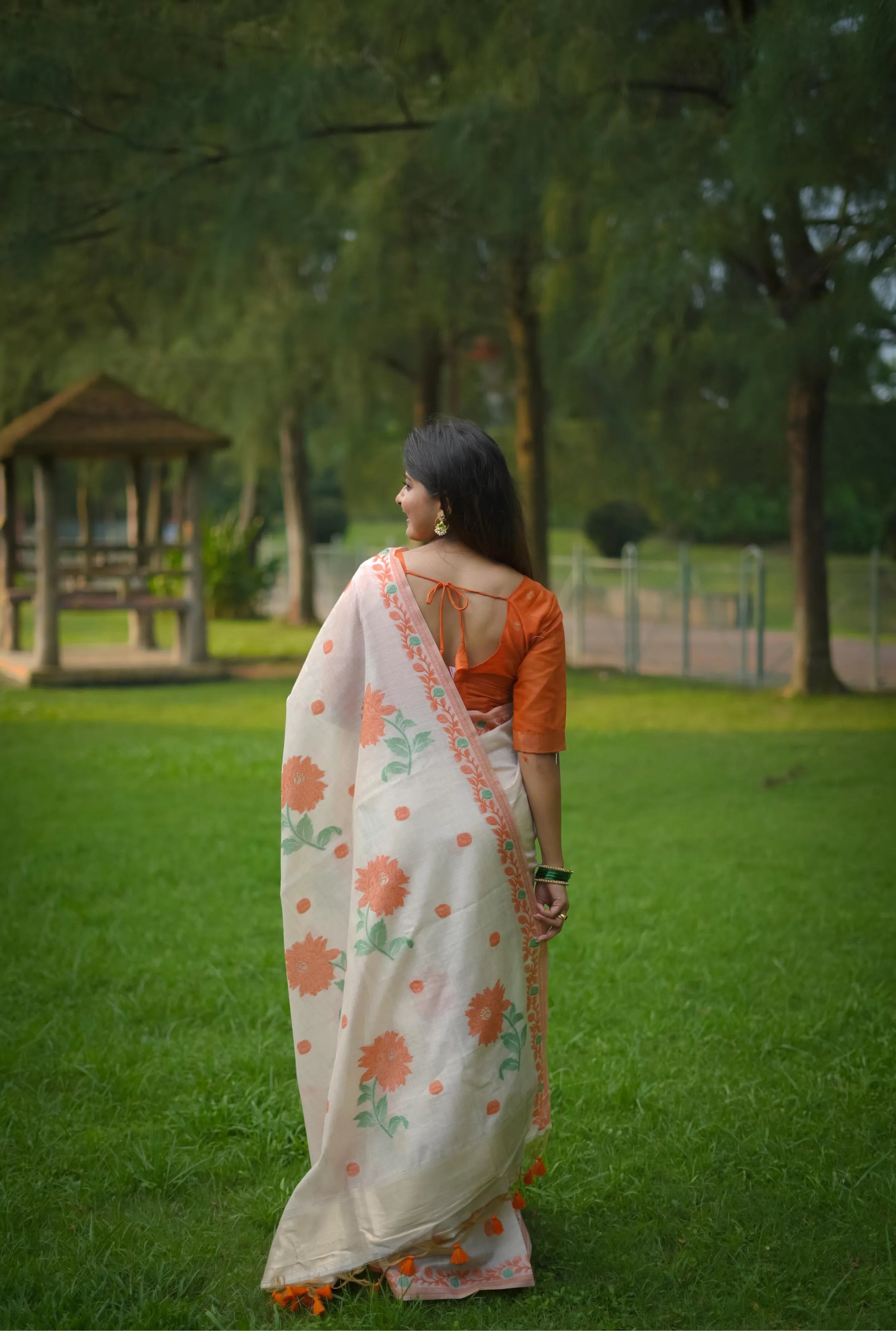 Soft Muga Cotton Classic Jamdani Saree