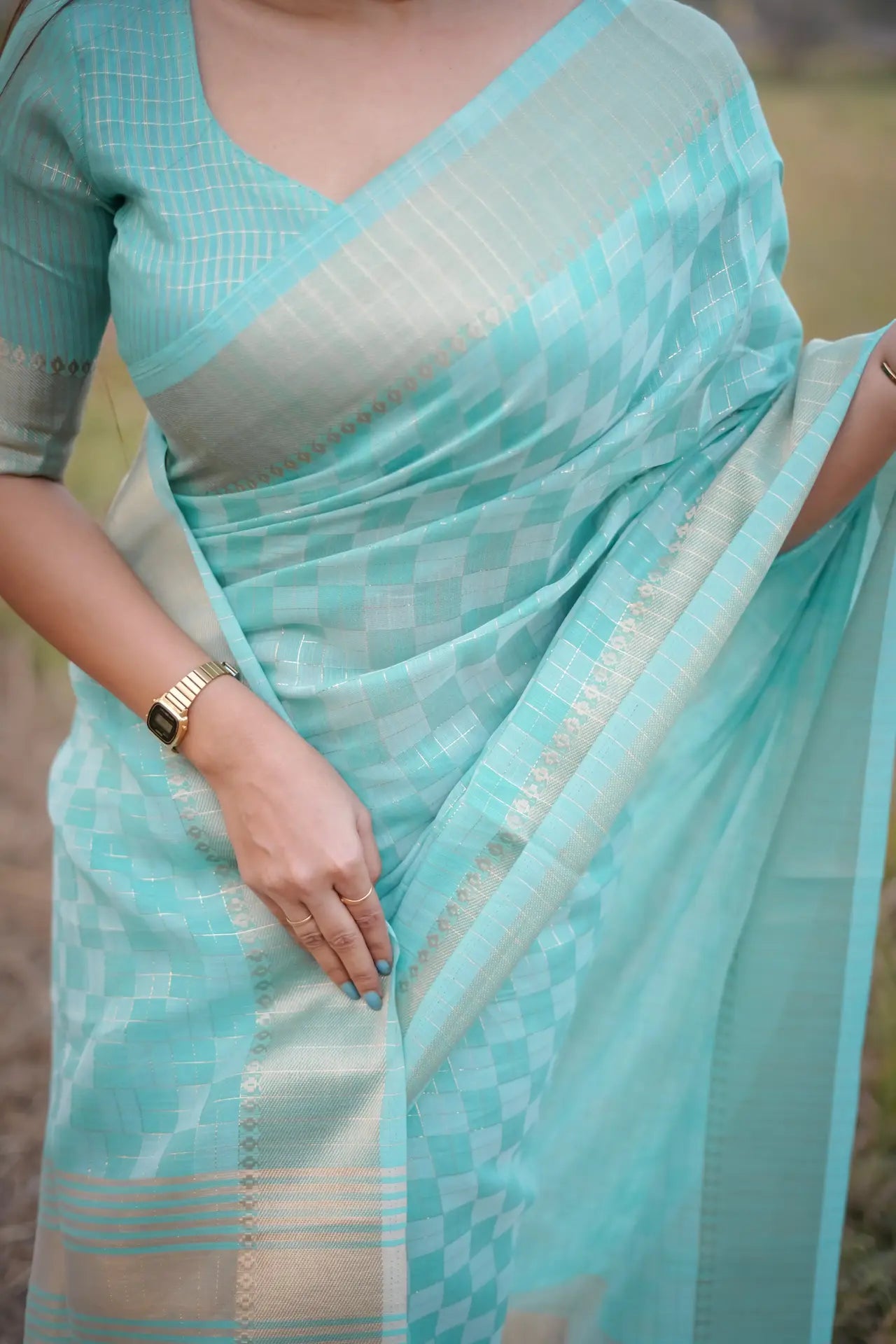 Soft Kalyani Silk Checks Box Pattern Saree