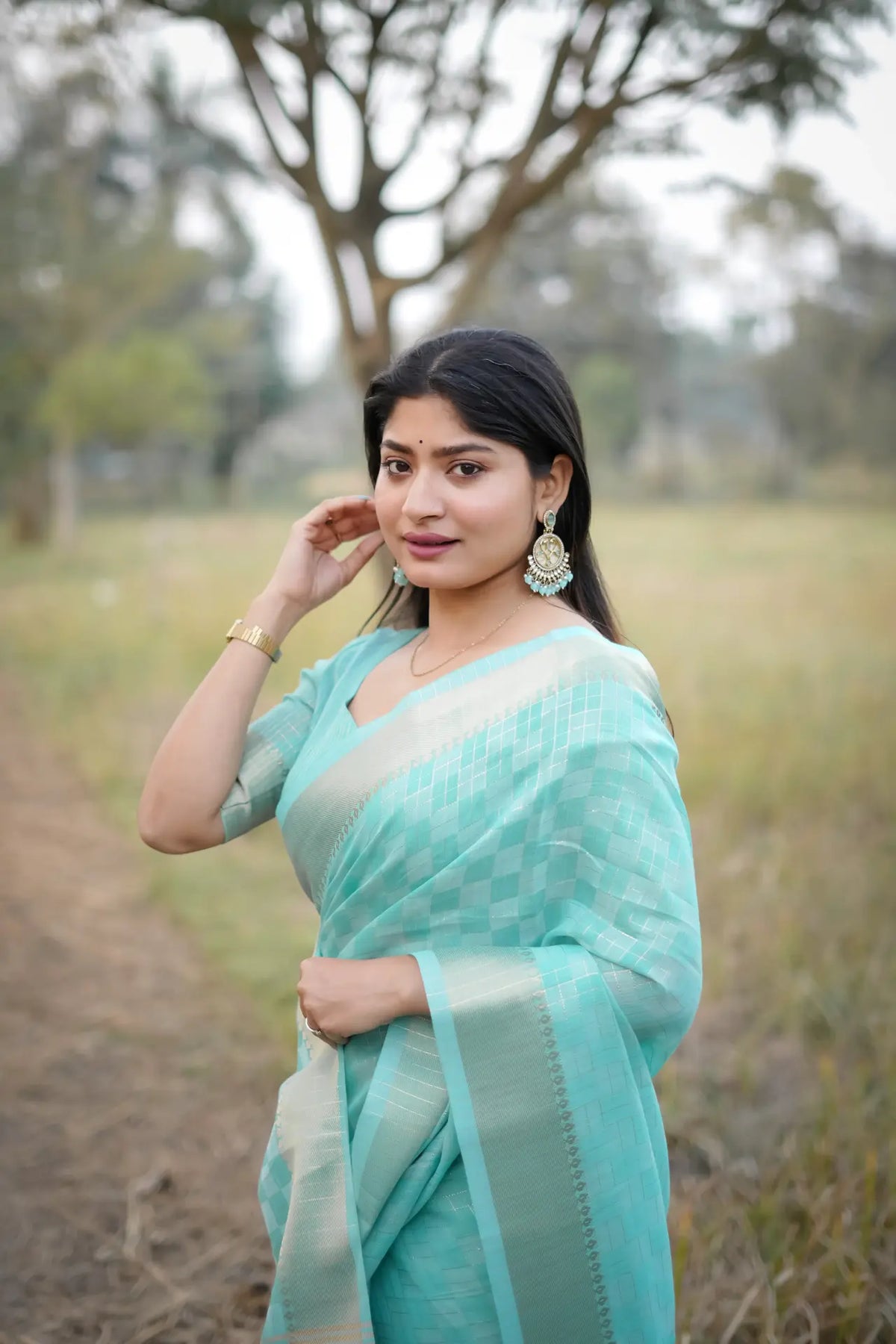 Soft Kalyani Silk Checks Box Pattern Saree