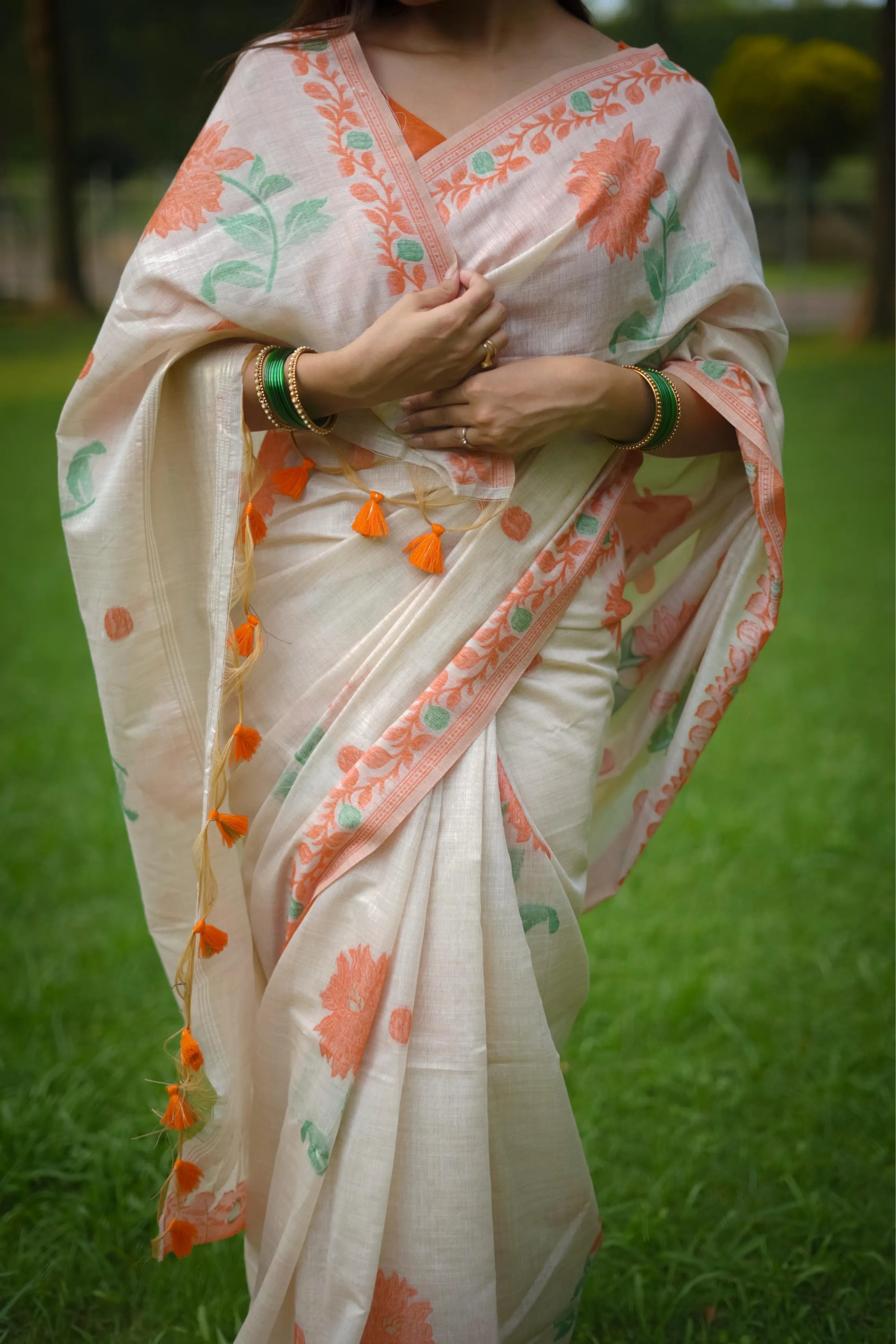 Soft Muga Cotton Classic Jamdani Saree