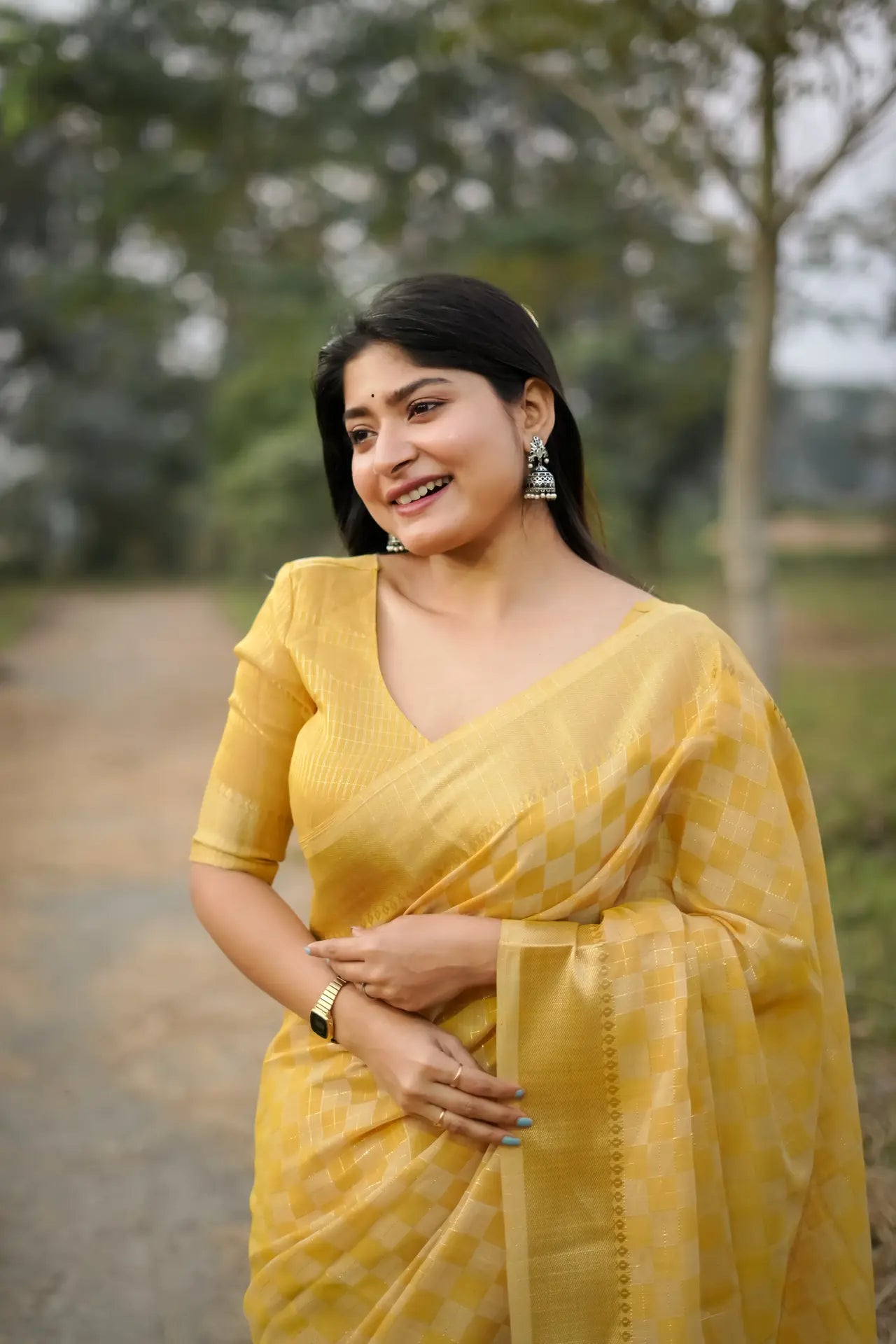Soft Kalyani Silk Checks Box Pattern Saree