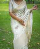 Soft Cotton Embroidered Kantha Work Saree
