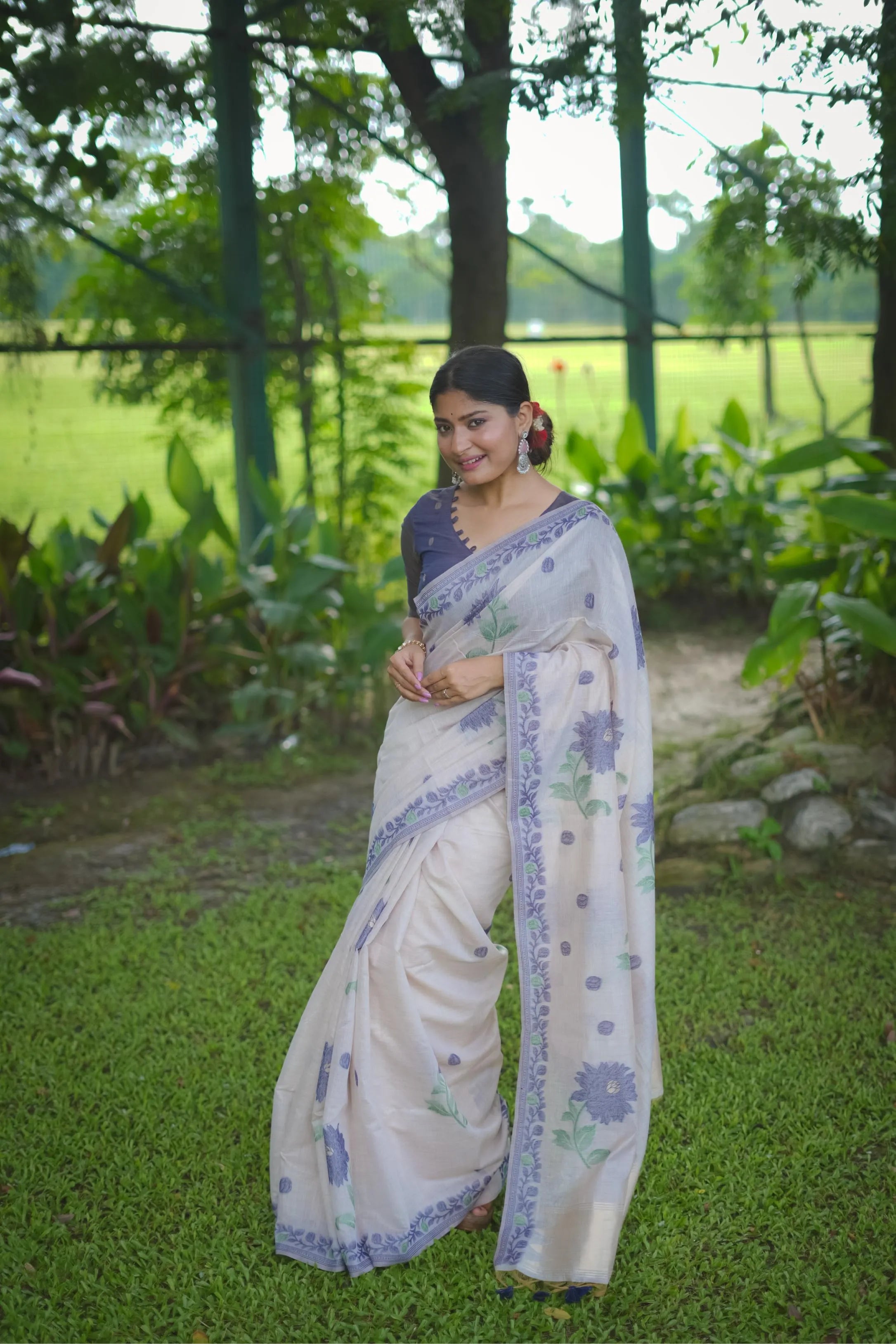 Soft Muga Cotton Classic Jamdani Saree