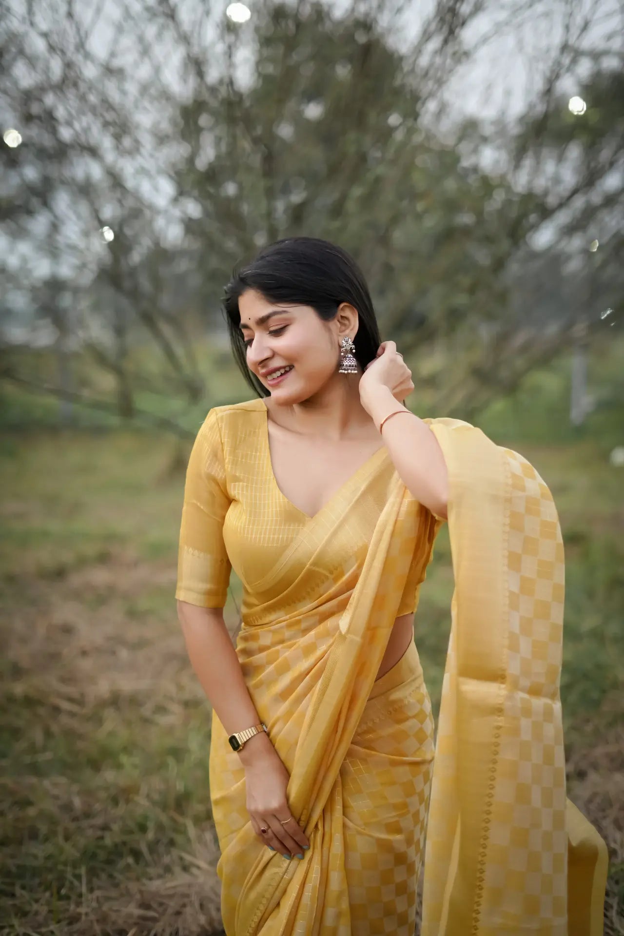 Soft Kalyani Silk Checks Box Pattern Saree