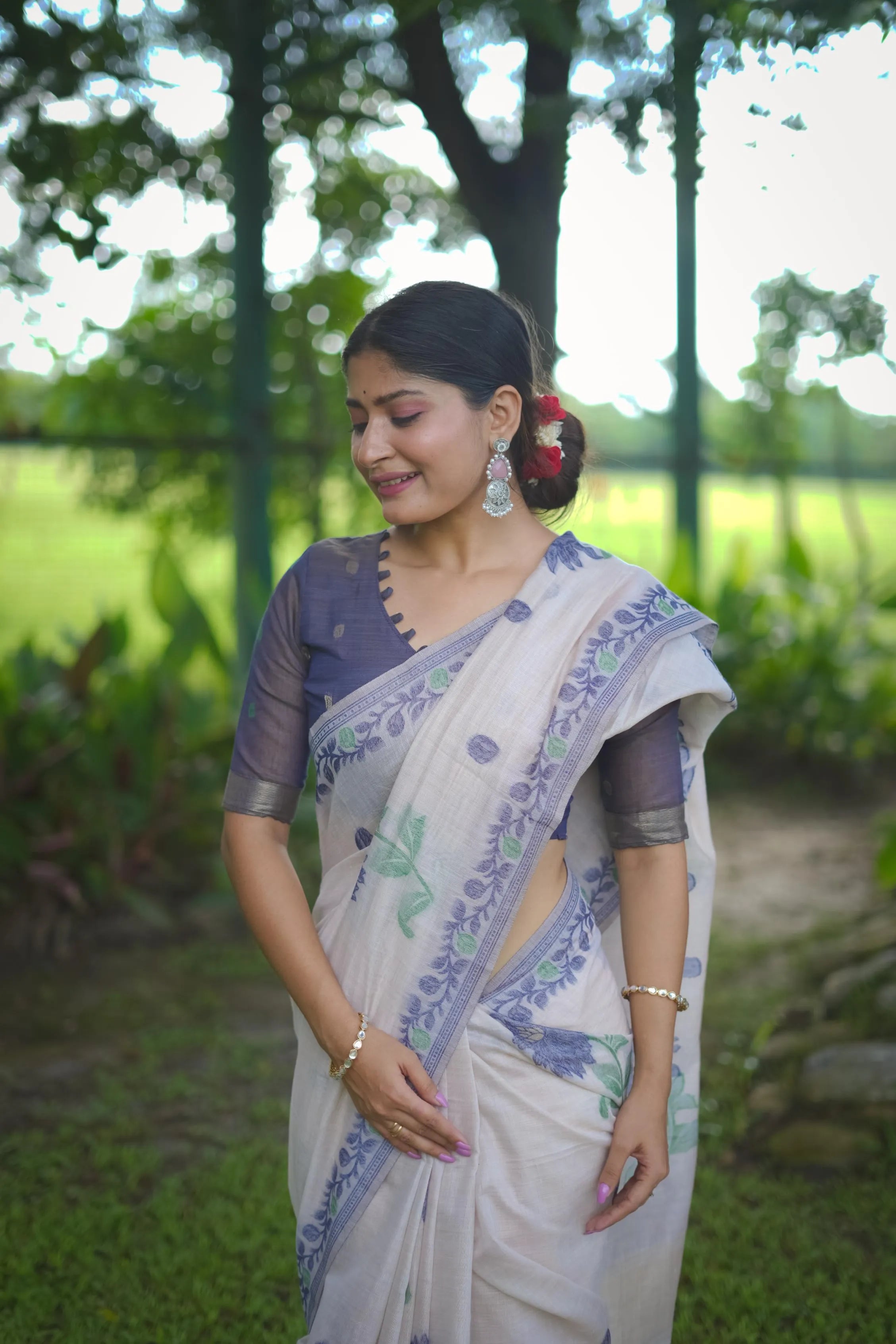Soft Muga Cotton Classic Jamdani Saree