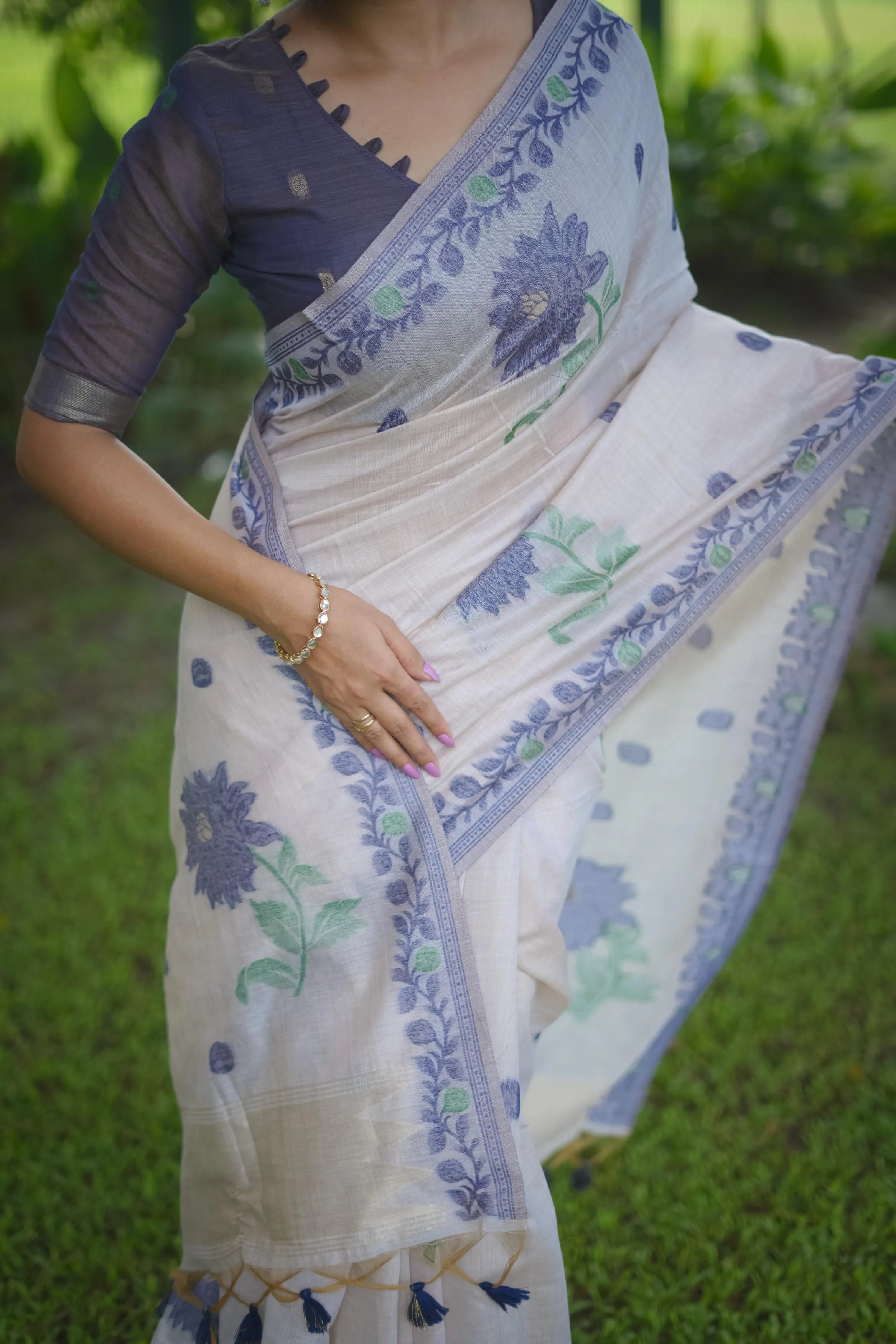 Soft Muga Cotton Classic Jamdani Saree