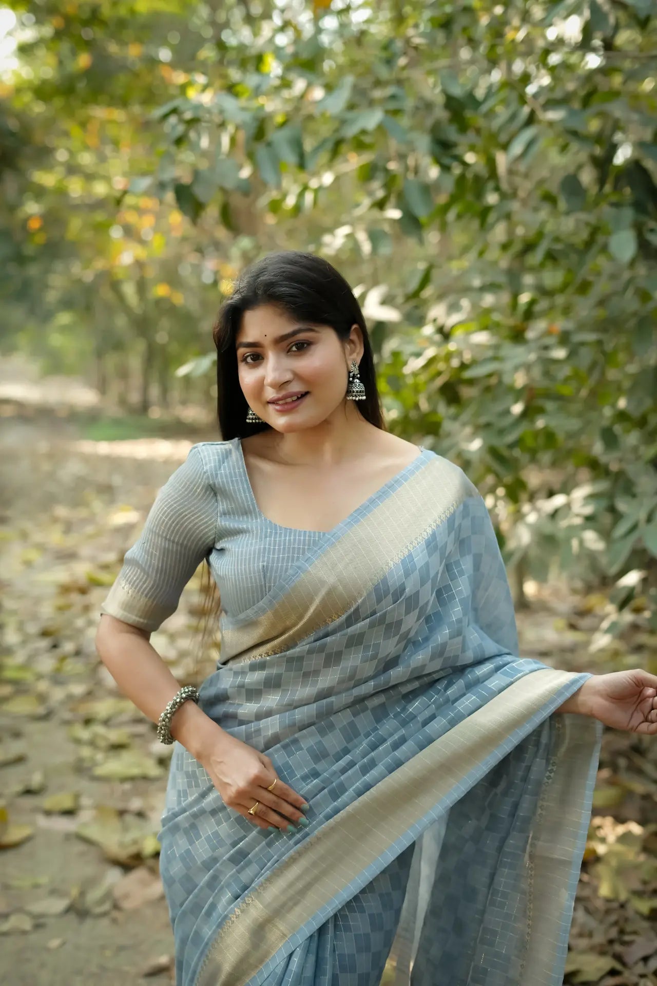 Soft Kalyani Silk Checks Box Pattern Saree