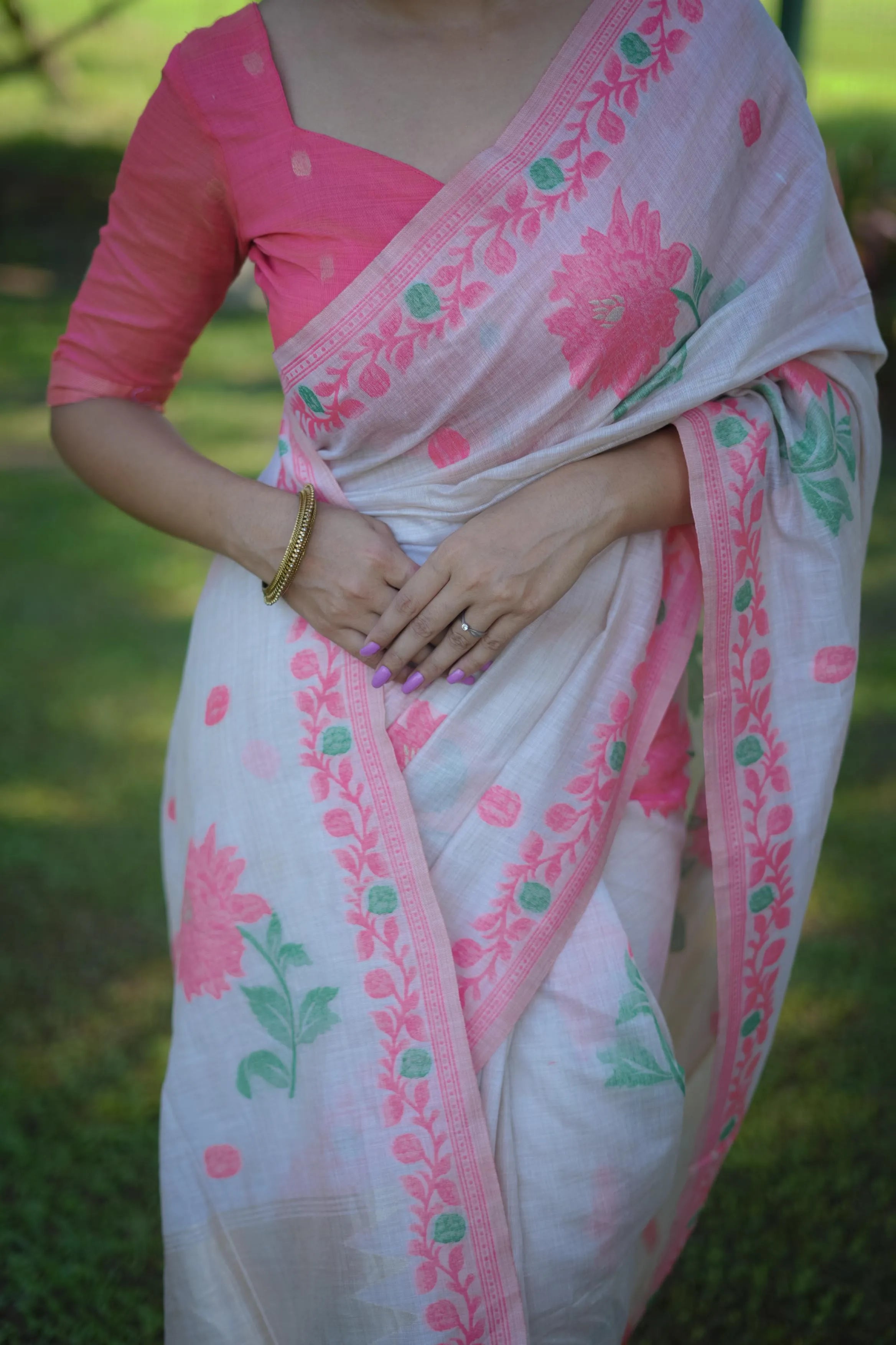 Soft Muga Cotton Classic Jamdani Saree