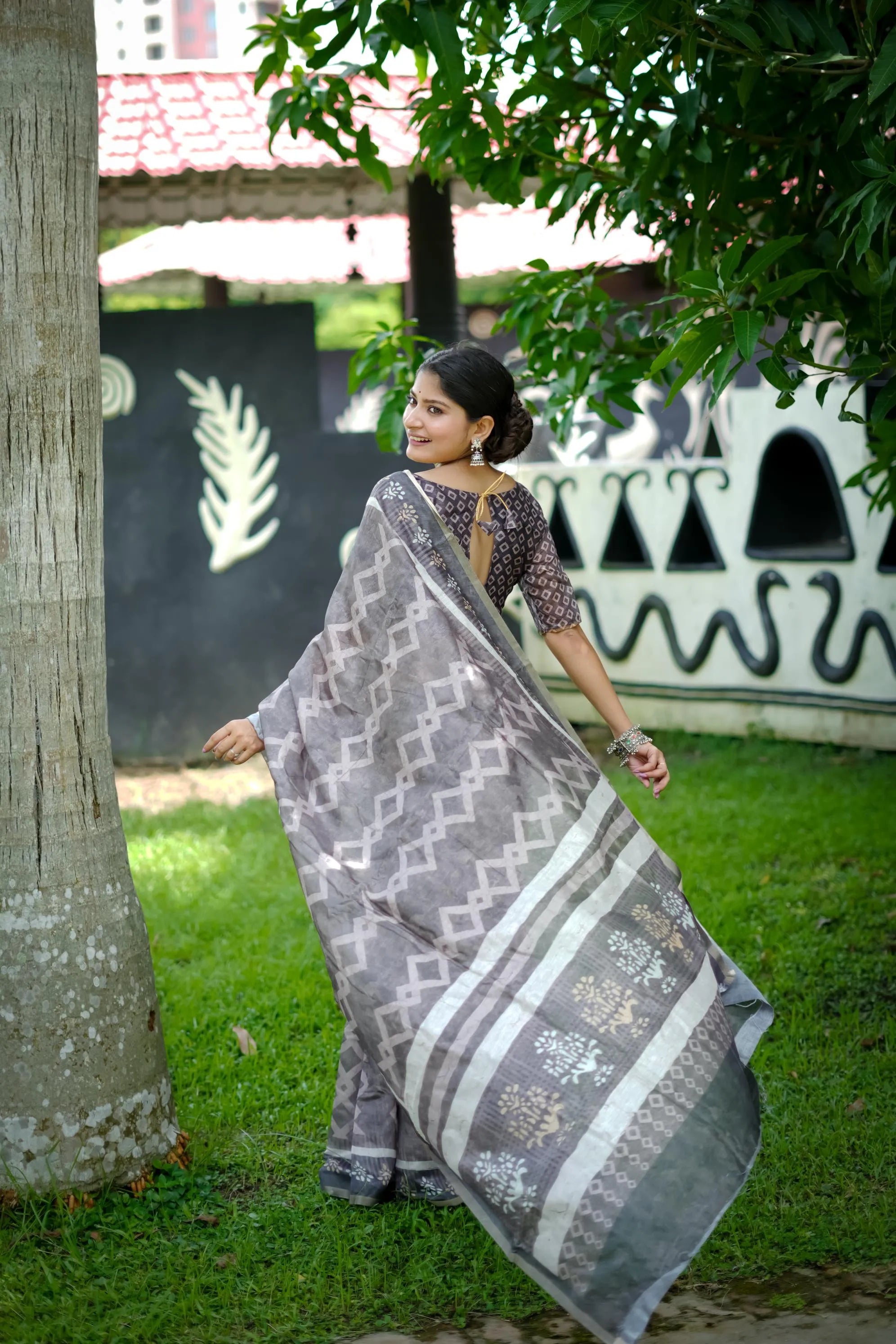 Soft Dhanwari Cotton Digital Block Printed Saree