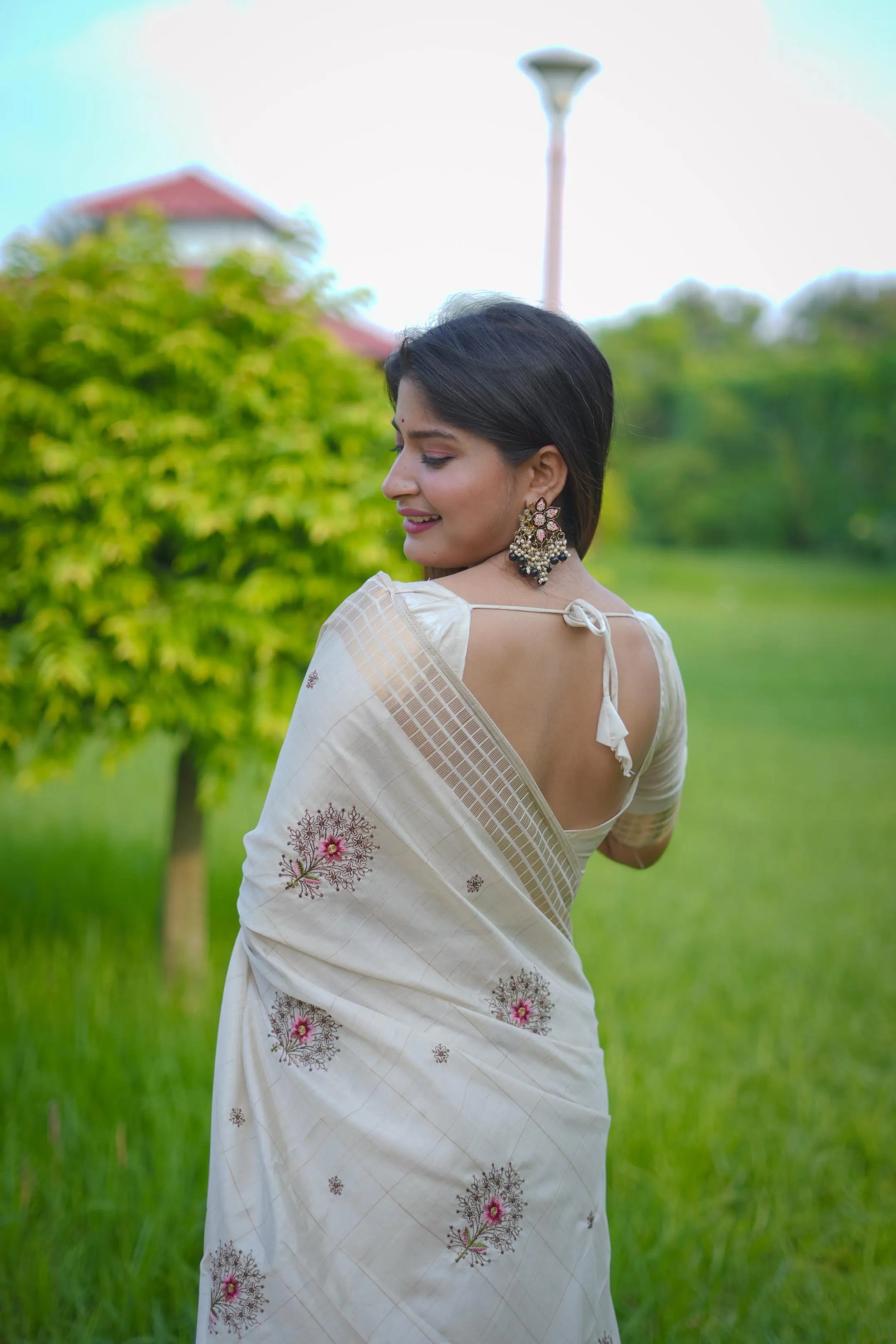 Soft Cotton Embroidered Kantha Work Saree