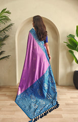 Dual Tone Designer Banarasi Soft Silk Saree