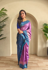 Dual Tone Designer Banarasi Soft Silk Saree