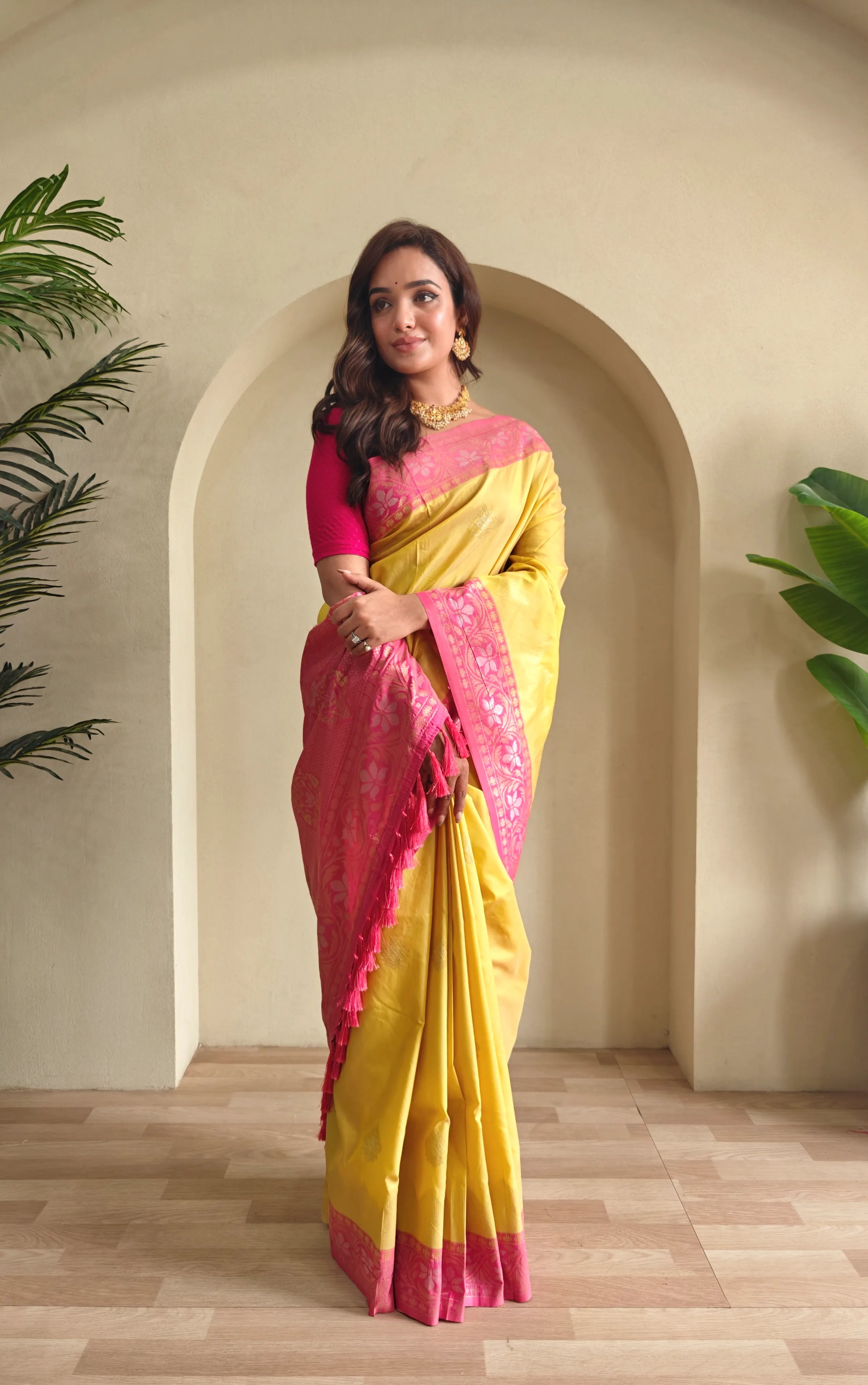 Dual Tone Designer Banarasi Soft Silk Saree