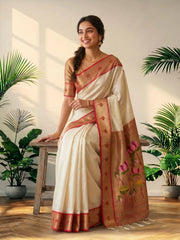 Soft Kanchipuram Tissue Silk Lotus Paithani Saree