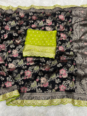 Dola Silk Zari Pallu woven Banarasi Saree