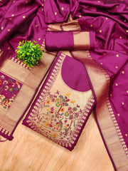 AE-010 – Premium Zari Bird Design Paithani Suit