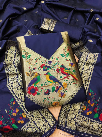 AE-021 – Multicolor Bird Motif Paithani Suit Set