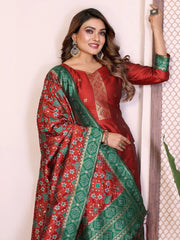AE-19A – Unstitched Patola Soft Silk 3 Piece Suits
