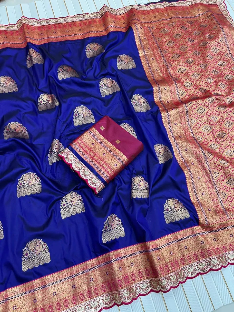 Heavy Banarasi Soft Silk Embroidery Work Lace Border Saree