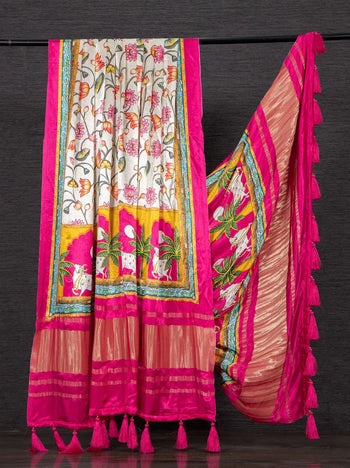 Pure Gaji Silk Pichwai Lotus Dupatta Collection