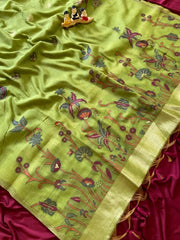 Premium Soft Muga Cotton Flowery Saree