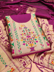 AE-015 – Royal Elephant Paithani Unstitched Suit
