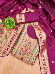 AE-015 – Royal Elephant Paithani Unstitched Suit