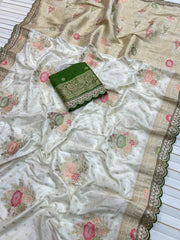 Dolla Silk Embroidery Work Lace Banarasi Saree