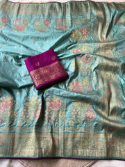 Dola Silk Rich Flowery Banarasi Saree