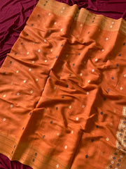 Soft Muga Cotton 3D Elephant Woven Paithani Saree