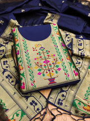 AE-015 – Royal Elephant Paithani Unstitched Suit